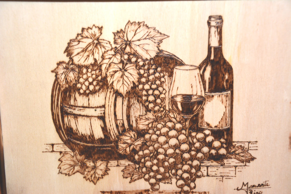 Il Canto della Botte – Quadro in Legno Inciso a Mano con Pirografo