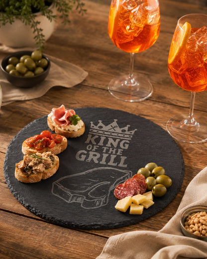 Tagliere Rotondo in Ardesia Personalizzato con Incisione Laser
