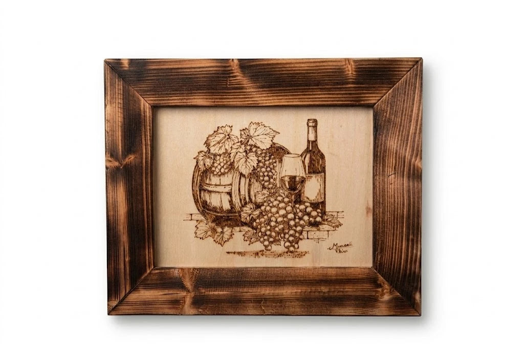 Il Canto della Botte – Quadro in Legno Inciso a Mano con Pirografo